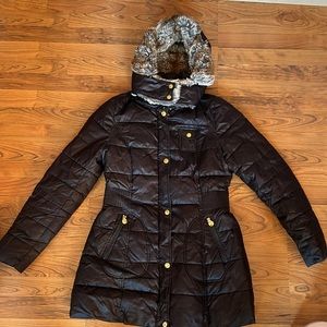 Apt 9. Black Winter Jacket, Fur Hood. Worn Once, Medium.